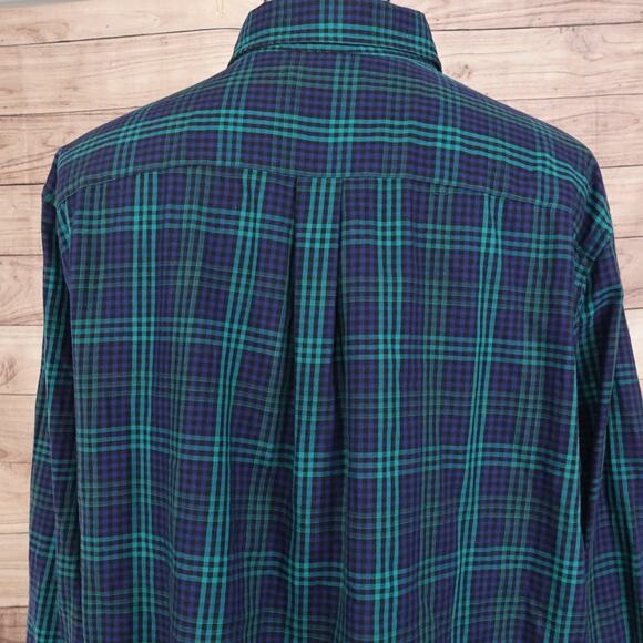 Chaps Shirt Mens 2XL Blue Green Plaid Easy Care Twill Long Sleeve Button Down - Picture 6 of 9